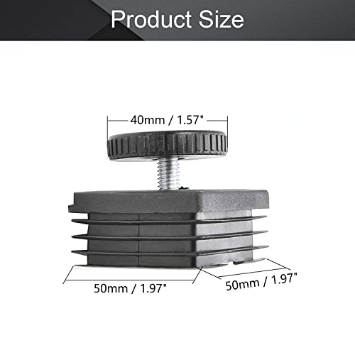 MroMax 8 Sets Adjustable Leveling Feet 50 x 50mm Plastic Metal Square Tube Insert Kit M8 Thread Glide Leveler for Home Office Table Desk Leg Black - color: 8pcs, size: 50x50mm