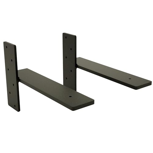 Free Hanging Shelf Bracket Multi-– Heavy-Duty Metal Floating Shelf Support Brackets for Wood Shelves – Hidden Wall Mount Hardware for Modern, Rustic Shelving (2 Pack, 10 x 3/8 Inches) - size: 10 x 3/8 Inches, style: 2 Pack