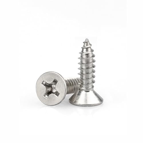 #4 x 3/8" (M3x10mm) 304 Stainless Steel Flat Head Wood Screws, 200pcs - size: #4 x 3/8''-200pcs