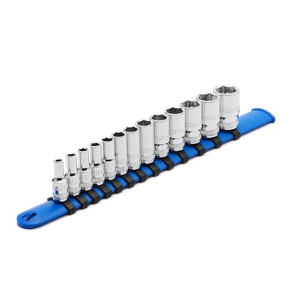 CASOMAN 13PCS 1/4"Drive Mid-Length Socket Set, 6-Point, Mirror Chrome Finish, Metric, 4mm to 15 mm - size: 1/4"Dr., Mid-Length, 4.0 to 15.0mm