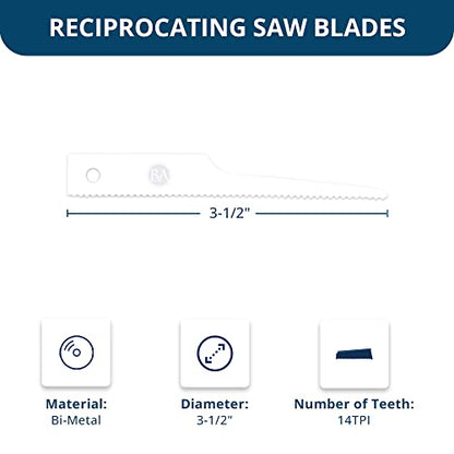 Benchmark Abrasives 3-1/2" Bi-Metal Reciprocating Air Saw Blades Set for Fast & Accurate Cutting of Wood, Metal, PVC, Plastic, Rubber (14TPI) - 5 Pack - style: 14 TPI