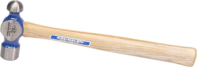 Vaughan 157-30 TC224 Hickory Handle Ball Pein Hammer, 24-Ounce Head