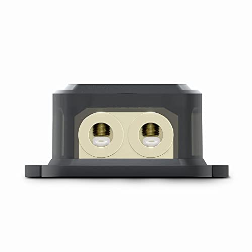 DS18 DB1024 Distribution Ground Block - 1 x 0GA in/ 2 x 4GA Out, Nickle Plated Internal Materials, High-Strength Heat Resistant Plastic Housing, Oversized Screws for Secure Connections (1 in 2 Out) - size: Single, style: 1X0GA in - 2X4GA Out