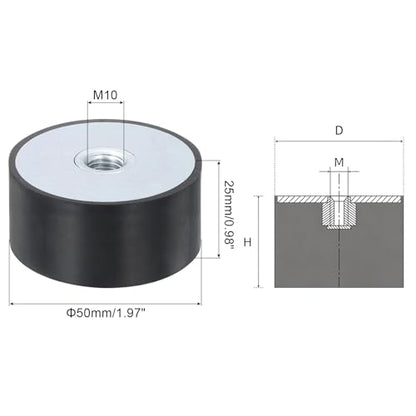 uxcell 2Pcs 50 x 25mm M10 Female Thread Rubber Mounts, Vibration Isolator, Replaces Anti Vibration Pads Flat Silent Block Base Block - size: M10x50x25mm