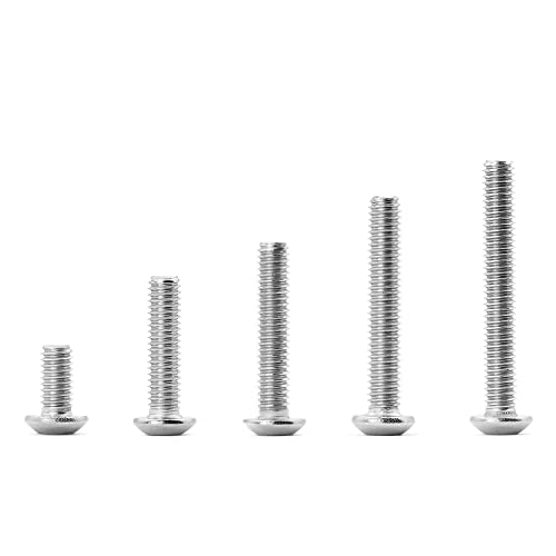 M4 x 8mm 12mm 16mm 20mm 25mm Button Head Socket Cap Screws Bolts, 304 Stainless Steel, Machine Fully Threaded, Metric Allen Hex Drive, Bright Finish, Assortment Kit 100PCS - size: M4 x 8/12/16/20/25mm (100PCS)