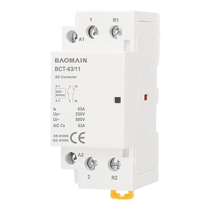 BAOMAIN 24V AC 2-Pole 63A Modular Contactor, 1NO1NC, DIN Rail Mount