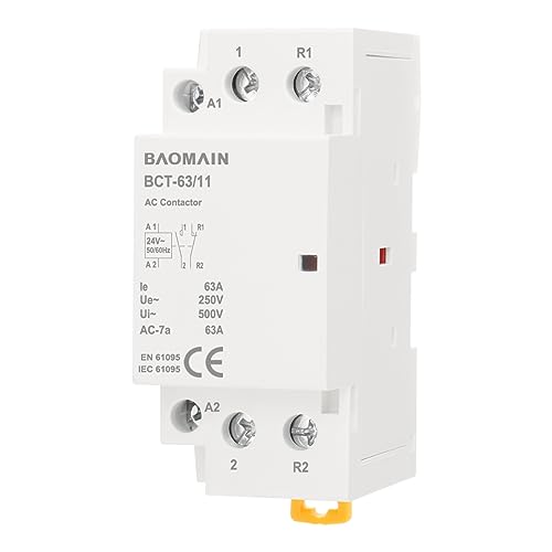 BAOMAIN 24V AC 2-Pole 63A Modular Contactor, 1NO1NC, DIN Rail Mount
