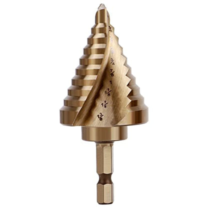 COMOWARE 10 Sizes M35 Cobalt Step Drill Bit, 1/4" to 1-3/8", Two-Spiral Flute Step Bit for Metal, Stainless Steel, Wood & Plastic, with 1/4" Hex Shank - style: 1Pc Cobalt - Hex Shank