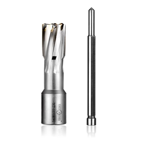 ANGELSWORD TCT Annular Cutter Diameter 11/16", Cutting Depth 1-3/8" Tungsten Carbide Tipped, Mag Drill Bits Kit for Magnetic Drill Press, with One 1/4"*3.5" Pilot Pin - size: E. 18mm(11/16"+0.02"), style: TCT 1-3/8" Cut Depth