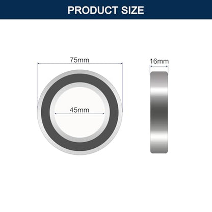 6009-2RS Deep Groove Ball Bearings, ID 45mm x OD 75mm x Width 16mm Double Rubber Sealed Ball Bearing Pre-Lubricated Chrome Steel Z2 Lever 2pcs - size: 6009-2RS 45x75x16mm