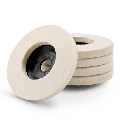 5Pcs 4 Inch Wool Felt Buffing Wheel 5/8" Arbor Angle Grinder Polishing Disc - style: Premium Wool 5Pcs