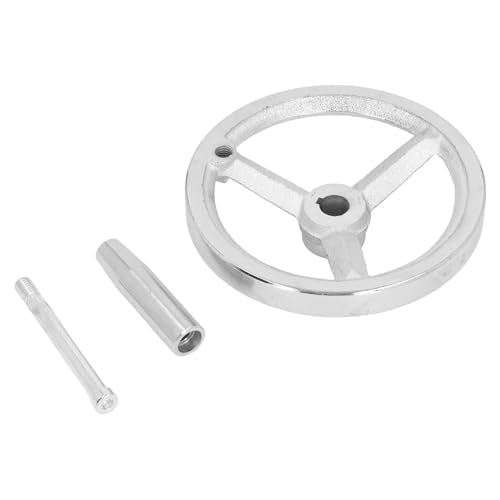Walfront Lathe Handwheel 16x160MM Rotary Handwheel Chrome Plated Cast Iron Round Hand Wheel with Removable Handle Easy to Install