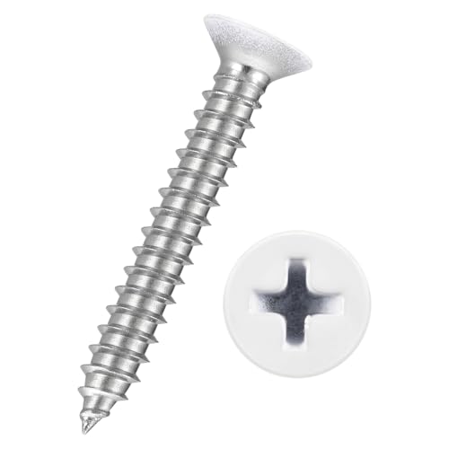 50pcs Phillips Wood Screws #12x1-1/2 304 Stainless Steel White Head - color: White Head, size: #12x1-1/2"