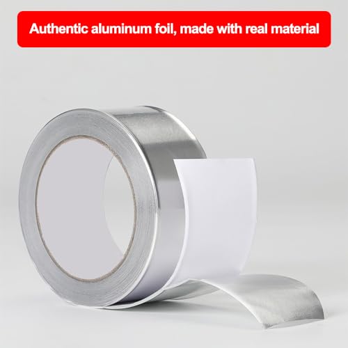 Aluminum Foil Duct Tape Heavy Duty Waterproof, Silver Insulation Adhesive Metal Tape, High Temperature Heat Resistant for Ductwork, Ducting, Sealing, Patching, Furnace, 1.1 Inch x 65 Feet (2.3 mil)