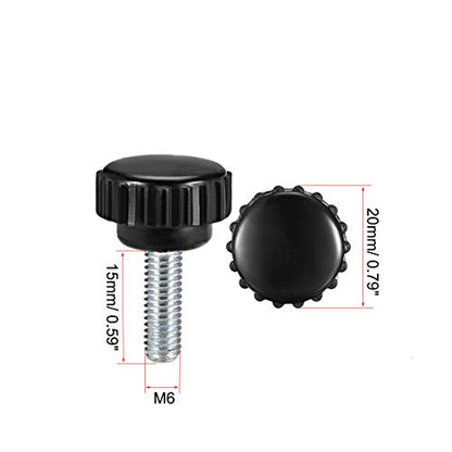 uxcell M6 x 15mm Metric Male Thread Knurled Clamping Knobs Black 4 Pcs - size: M6 x 15