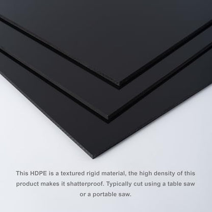 Black Plastic Board High Density Polyethylene Sheet HDPE 1/4 Thick, 12x12 inch, 3 pcs