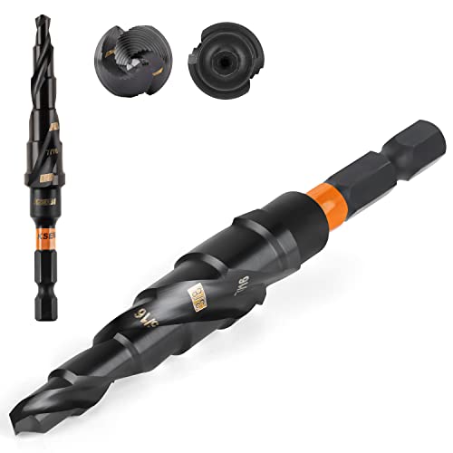 KSEIBI 6 Steps 3/16-1/2 inch SAE Standard Industrial Grade Step Drill Bit Ready Impact 1/4 inch Shank, 575076 High-Speed Steel Metal Drill Bits Black Oxide M2 Material - style: 6 steps (3/16”-1/2”)