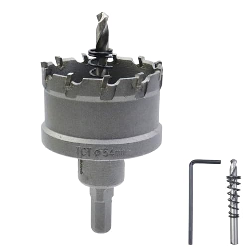 Carbide Tipped Hole Saw Drill Bit 2-1/8"/54mm Cutting Dia Hole Saw Cutter for Metal - size: 2-1/8"/54mm