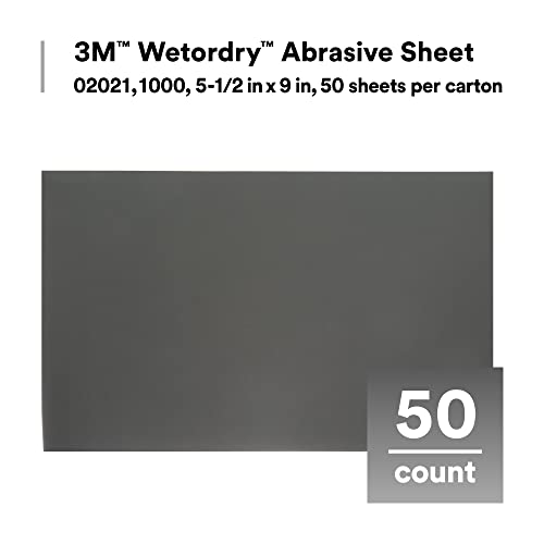 3M Wetordry Abrasive Sheet, 02624, 2000+ Grade, 5 1/2 in x 9 in - size: 5 1/2 in x 9 in