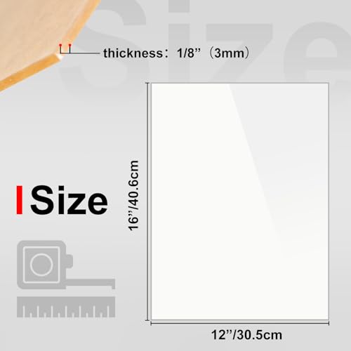 KINLINK 12x16 Plexiglass Sheets 1/8 inch Thick - 3mm White Cast Acrylic Sheet, Plastic Board Polycarbonate Sheet for DIY Project, Craft, Table Top, Acrylic Sign and Wedding Invitation 2 Pack - color: White, size: 12x16