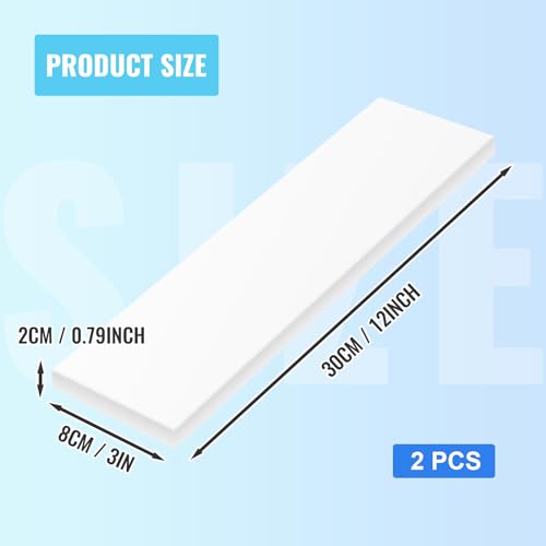 Gute 2Pcs HDPE Block 3/4x3x12in,White Solid Plastic Sheet for DIY&Floor - color: White, size: 0.75"x12"x3"