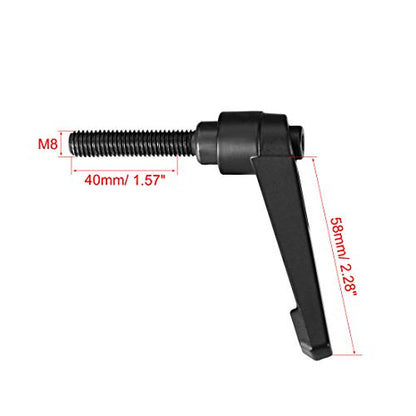 uxcell 5pcs Adjustable Clamping Lever Handle M8 x 40mm Metric Black Oxide Carbon Steel Male Threaded Stud Hand Knobs Ratchet Rotating Screw Handles Bolts with Locking Lever Black - size: M8 x 40mm