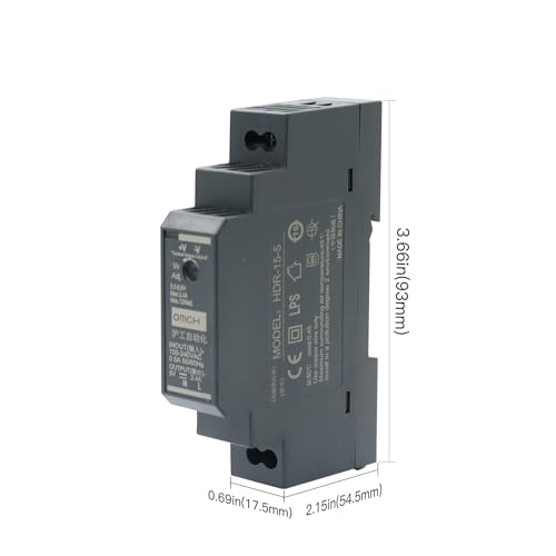 HDR-15-5 DIN Rail Power Supply 15W 5V 2.4A Ultra Slim - color: black, size: 17.5*54.5*93mm