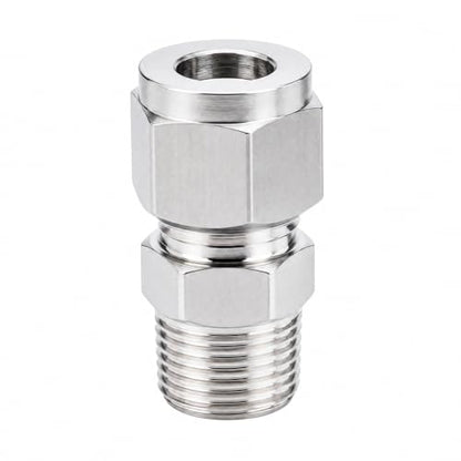304 Stainless Steel Compression Adapter 1/2" Tube OD x 3/8" NPT Male 2pc - size: 1/2" OD x 3/8" NPT