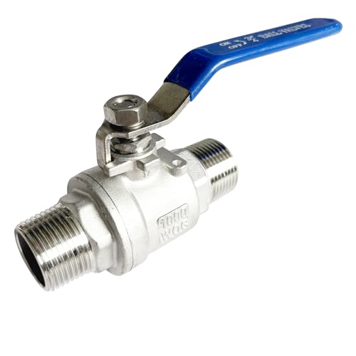 3/4 inch Male to Male Thread Ball Valve 304 Stainless Steel Full Port NPT Thread Ball Valves WOG1000 - size: 3/4 inch