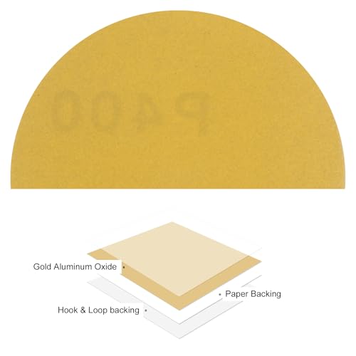 100pcs No Hole Sanding Discs- [ 3 Inch 400 Grit ] Round Hook and Loop Grip Sanding Pads Sandpaper for Automotive Woodworking Metal Polishing Use| Gold, Aluminum Oxide - size: 400 grit