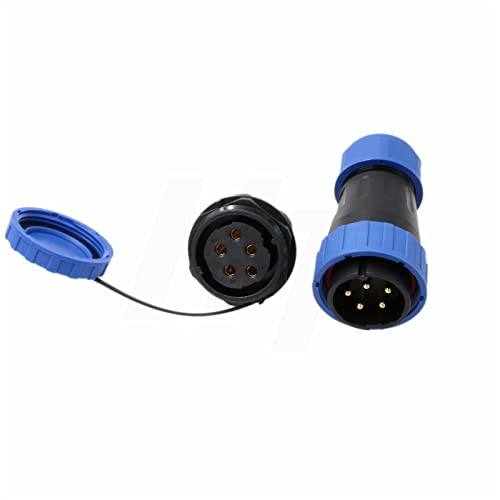 TY28 5 Pin 25A Aviation Waterproof Bulkhead Connector Male Female Wire Plug Socket Screw-Crimp Solder-Free Quick Disconnect Panel Mount for Outdoor Electrical Device - color: Panel Mount, size: 5 Pin 25A