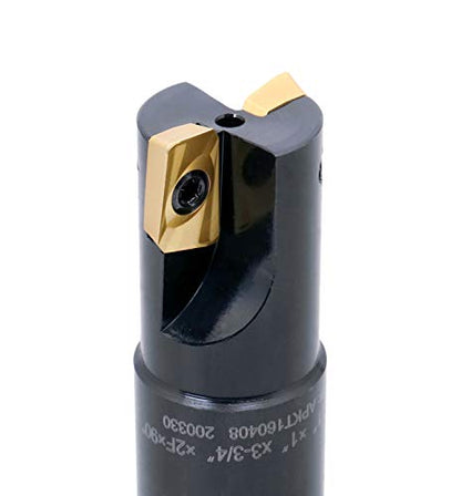 Accusize Industrial Tools 1'' 90 Deg Square Shoulder Indexable End Mill with Apkt1604 Inserts, 0056-0921 - size: 1" Cut, 1" Shk, 2 Fl