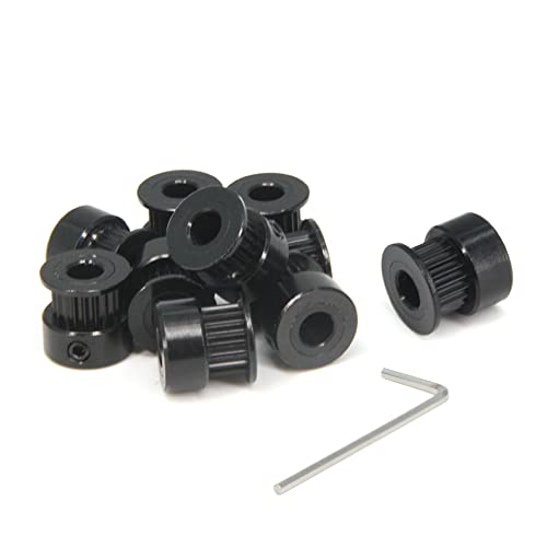 10pcs/Set GT2 Pulleys Wheel 20 Teeth 6.35mm Bore Black Aluminum Timing Belt Idler Pulleys for 3D Printer 6mm Width Timing Belt (20T-6.35mm Bore-Black) - size: 20T-6.35mm Bore-Black