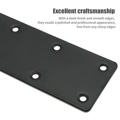 4Pcs Black Stainless Steel Flat Straight Brace Brackets, 48x140x2 MM Repair Plate, Support Fixed Connection Plate for Furniture Wood Shelves - size: 5.5"x1.9"