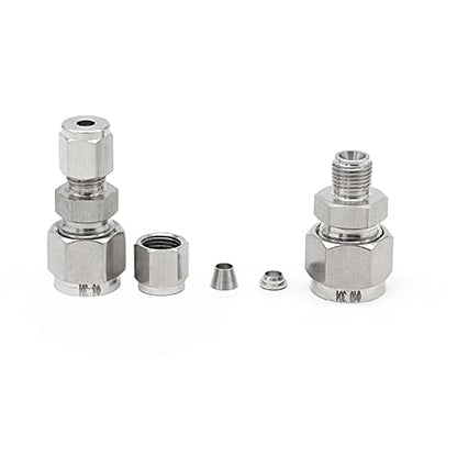 Yoebor 304 Stainless Steel Reducer Compression Union 1/4" OD x 1/8" OD 2pc - size: 1/8" x 1/4" Compression