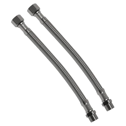 Water Supply Extension Line - 8 Inch Long, 3/8" Male Comp. To 3/8" Female Compression Stainless Steel Braided Hose, Fits Toilet Ballcock or Other Faucet Fitting - 2 Pieces - size: 3/8" Male to 3/8" Female