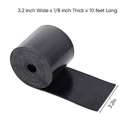 Neoprene Rubber Sheet Roll - 1/8 Inch Thick x 3.2 Inch Wide x 10 Feet Long Solid Rubber Gasket Seal for DIY Gaskets, Pads, Seals, Crafts, Flooring, Cushioning of Anti-Vibration, Anti-Slip - size: W:3.2In x T: 1/8In x L: 10Ft