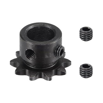 C45 Carbon Steel 15 Tooth Roller Sprocket Type B with Fixing Screw Number 25 Chain Single Strand 1/4 Inch Pitch Black Oxide Coating Suitable for Milling/Drilling Machines