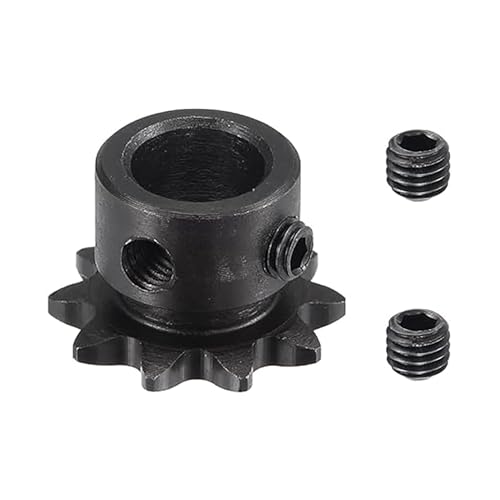 C45 Carbon Steel 15 Tooth Roller Sprocket Type B with Fixing Screw Number 25 Chain Single Strand 1/4 Inch Pitch Black Oxide Coating Suitable for Milling/Drilling Machines