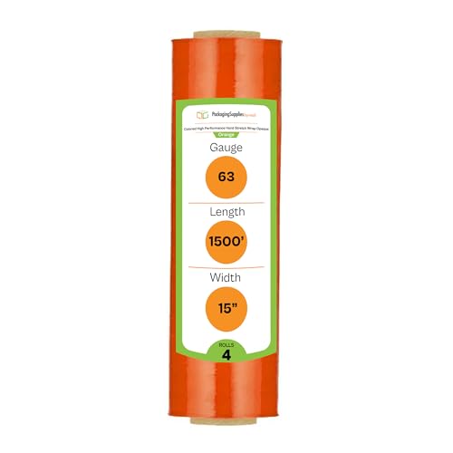 PSBM Stretch Wrap, Dark Orange, 15 Inch x 1500 Feet - color: Orange, size: 15 Inch
