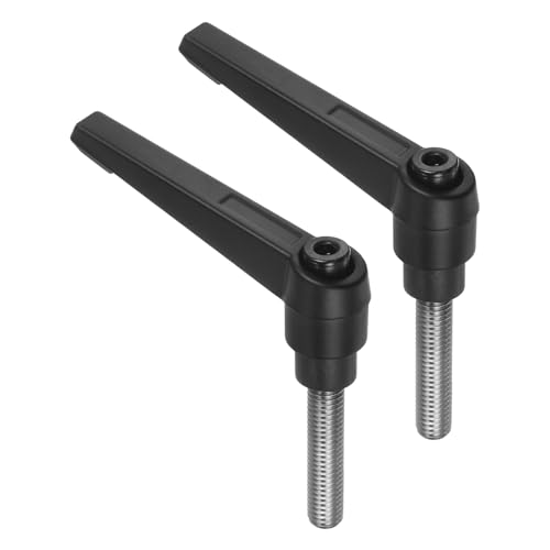 uxcell 2pcs Clamping Lever Handles, M8 x 35mm 304 Stainless Steel Threaded Male Stud, Adjustable Handles Locking Quick Release Ratchet Push Button Bolt Knobs, Black - size: M8 x 35mm