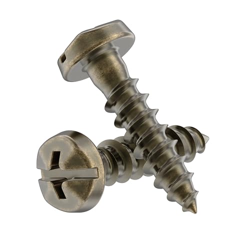#6 x 5/8" Antique Brass Pyramid Head Phillips Wood Screws - Pack of 25 - Self Tapping Screws for Wood - PH658-SAB - color: Antique Brass