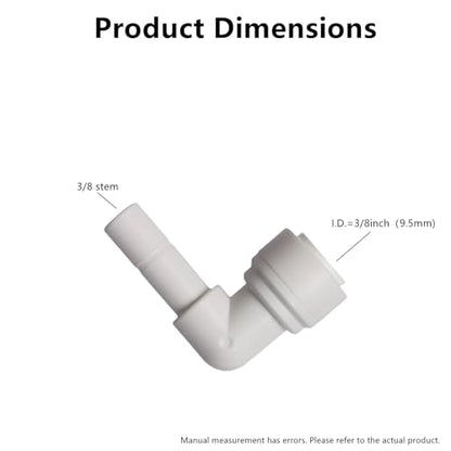 10 PCS Water Pipe Stem Elbow Connector for 3/8 inch Tubing 90 degree elbow Push to Connect Plastic Quick Fittings for Reverse Osmosis System - style: 3/8" stem elbow connect(10)