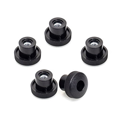 POWERTEC 5 Pack 5/16"-18 Round Knobs, Threaded Clamping Knobs for T Track & Table Saw Accessories, Featherboard, Woodworking Jigs on Miter Saw, Router Table, Drill Press (QNB3005) - style: 5/16", Round