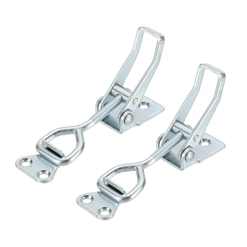 HARFINGTON 2pcs Adjustable Toggle Clamp M6 x 32mm 396lbs Holding Capacity 4002 Style Quick Release Pull Latches Clamps Hasp for Smoker Lid Jig Tool Box Case, Silver - color: Silver, size: M6 x 32mm + 396lbs