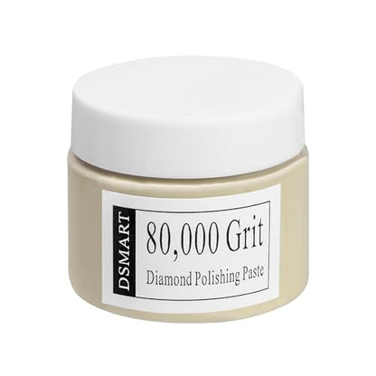 80,000Grit Diamond Polishing Lapping Compound Polish Paste with 25% Diamond Powder (0.1 Micros) for Metal Silver Chrome Glass Marble Resin Rock Watch Jewelry Gemstones - 50G (1.76 Oz) - size: 80,000 Grit