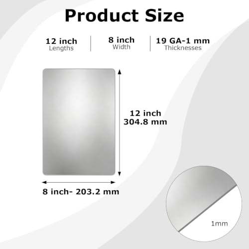 6 Pcs 19 Gauge Cold-Rolled Steel Plates,12"X8" Sheet Metal Cold Rolled - size: 12"x8", 19 Gauge