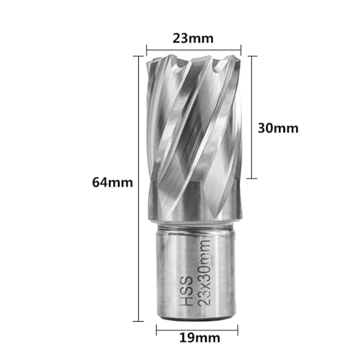 Shank HSS Annular Drill Bit 12-42x30mm TiN Coated Hollow Drill Bit for Metal Cutting Weldon Shank Core Drill Bit (23x30mm) - size: 23x30mm