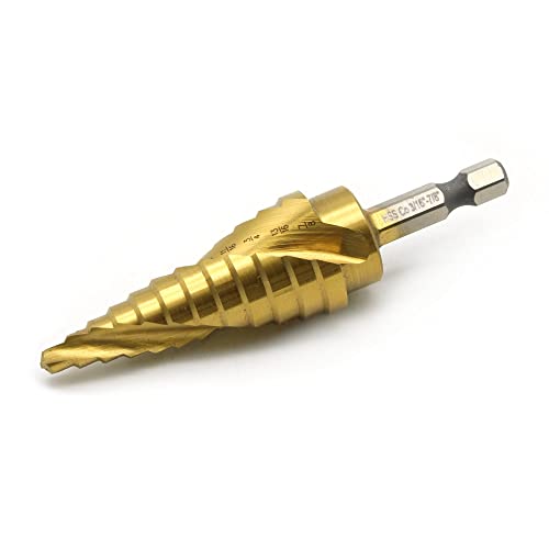 TEMO M35 Cobalt Titanium Spiral Step Drill Unibit Bit 3/16-7/8" 12 Size - size: 3/16" - 7/8" Titanium, style: Spiral
