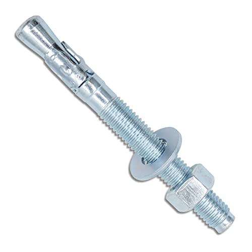 3/8 Concrete Anchors, Zinc-Plated Steel Wedge Anchors, 20 Pack - size: 3/8" x 5"
